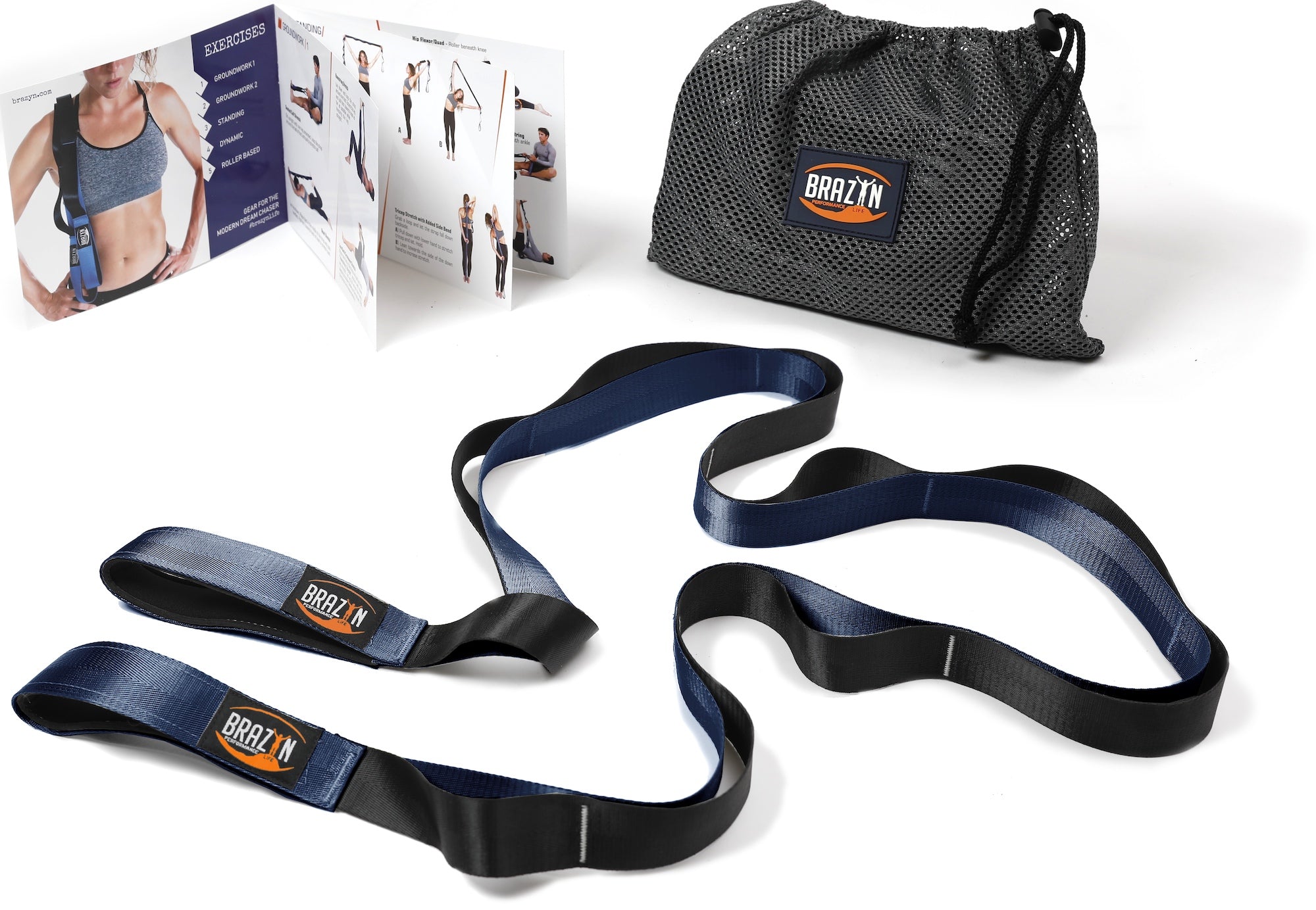 mobility stretching strap with travel pouch and user guide